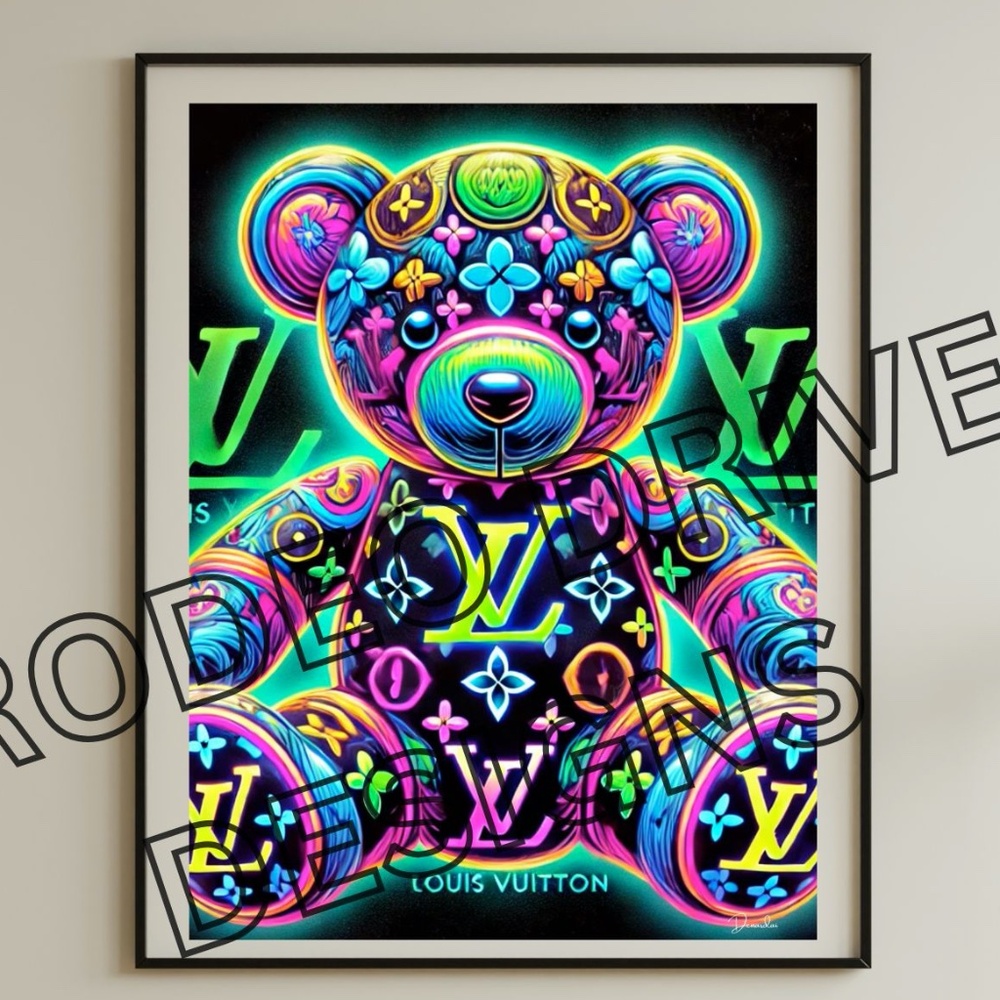Louis Vuitton Neon Bear Print (18x24) by Rodeo Drive Designs